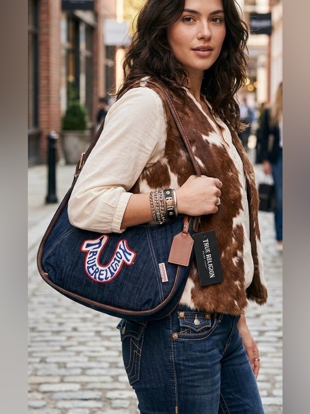 True Religion Retro Denim Hobo Bag